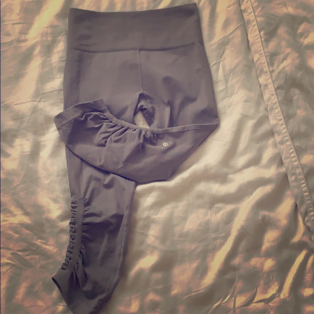 Lululemon In The Flow Crop Gray Yoga Leggings